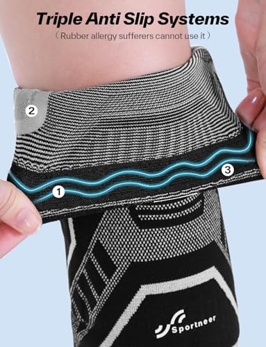 Knee Brace Compression Sleeve with Side Stabilizers - Black Medium