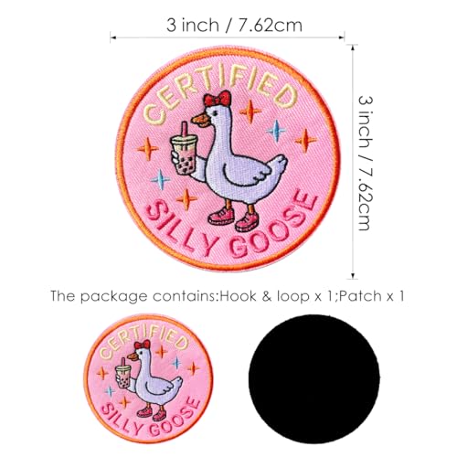 Funny Goose Patch - Cute Pink Animal Meme for Backpacks & Hats