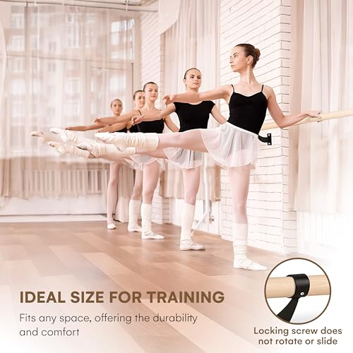 Flybold Wall-Mounted Ballet Barre with Turning Board - 4ft Wooden Dance Equipment