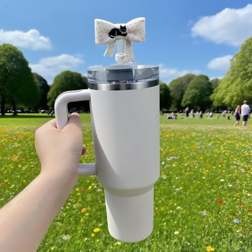 Bow Shape Silicone Straw Topper for 10mm Straws - Cat Design