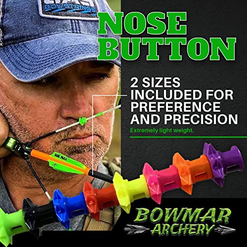 Black Bowmar Archery Nose Button - Extremely Light Weight for Consistent Anchor Point, Two Sizes Included