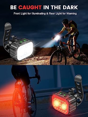 Rechargeable Bike Lights Set - Super Bright LED with 2 Modes, Waterproof, Long Battery Life