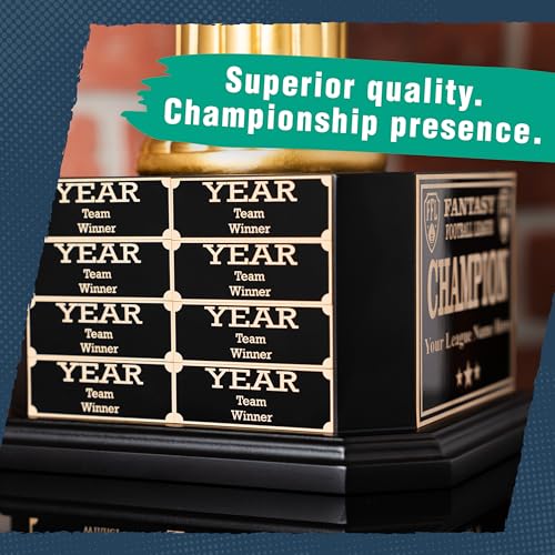 Gold 15" Tall Perpetual Fantasy Football Trophy - Custom Engraving