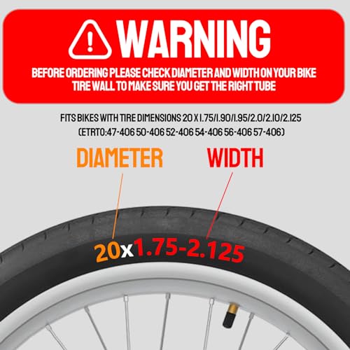 20 Inch Bicycle Tube - Heavy Duty 2 Pack with Tire Levers