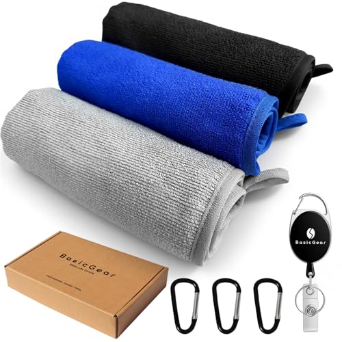Microfiber Fishing Towel Set - 3 Pack, 16x16 in, Black/Gray/Blue