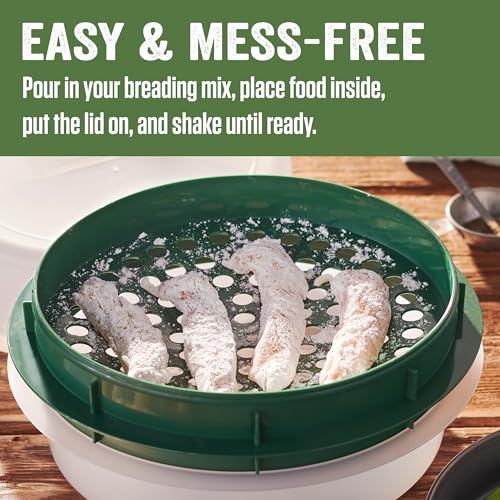 LEM OS Batter Bowl with Lid - Translucent Green Plastic, Easy Breading & Mess-Free