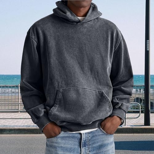 Men's Vintage Distressed Hoodie Pullover - 3X-Large Black