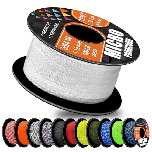 1.18mm Micro Paracord - 125 ft Lightweight Crafting Rope - White