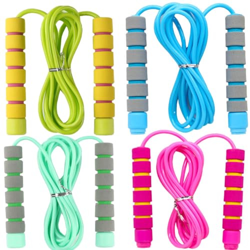 Adjustable Jump Rope with Foam Handles - Pink, Blue, Green, Orange