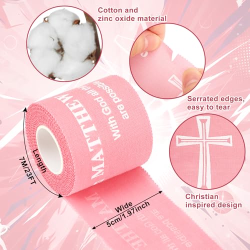 Christian Athletic Tape 2-Pack - 2in x 23ft - Pink Matthew 19:26