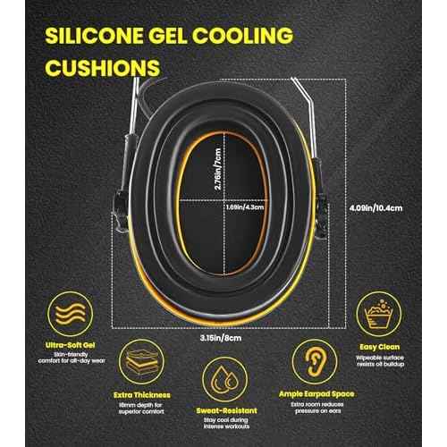 Bluetooth 5.4 Noise Canceling Safety Earmuffs with Gel Ear Cushions, NRR 25dB Hearing Protection, Rechargeable Wireless Headphones for Construction, Workshop, Lawn Mowing, Snowblowing (Black)