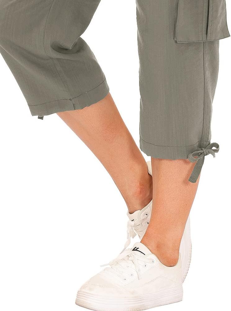 MoFiz Women's Capris - Lightweight Casual Pants with Pockets | Comfortable Baggy Cargo Style