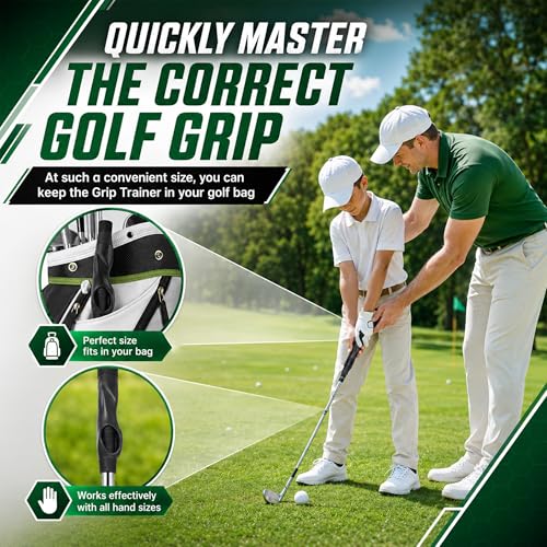 Golf Grip Trainer - Portable Aid for Fixing Slices - Black