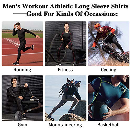 Men's Long Sleeve Compression Shirt - Quick Dry Base Layer - Small Navy