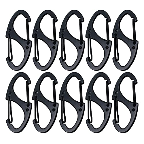Small Metal Carabiner Clips - 1.6 Inch (41mm) - 10 Pcs Black