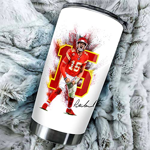 TEERABBIT Patrick Mahomes II Insulated Stainless Steel Tumbler 20oz - Go Big Or Go Mahomes Gift for Football Fans