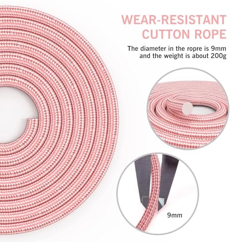 Adjustable Cotton Jump Rope - Weighted Skipping Rope for Fitness - Pink