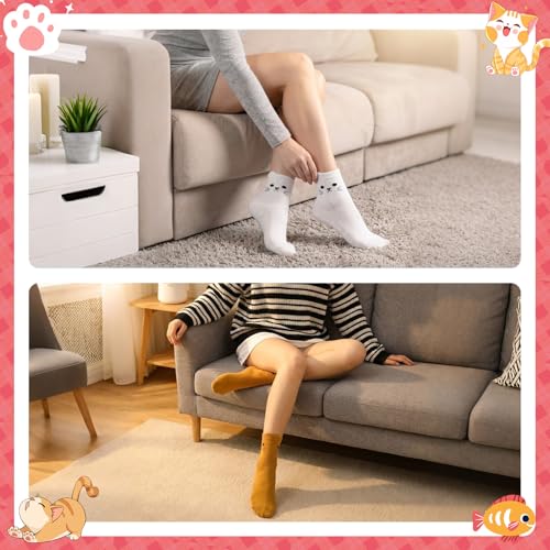 Cat Paw Grip Socks for Women - 5 Pack in Multiple Colors
