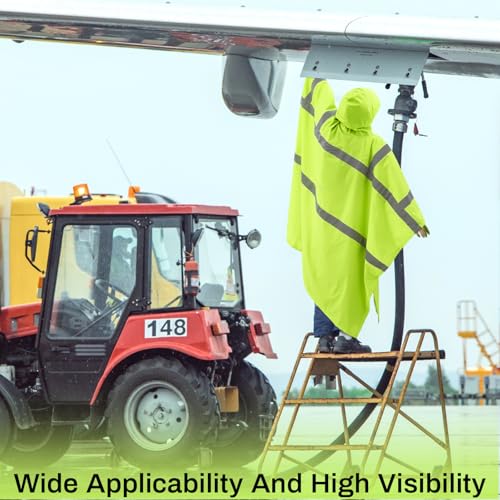 Coume High Visibility Rain Poncho with Large Pocket 50¡¿80 Inch Reflective Rain Coat Safety Jacket Unisex for Outdoor Worker