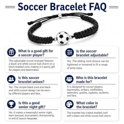 Adjustable Soccer Bracelet - Unisex Paracord Jewelry Gift
