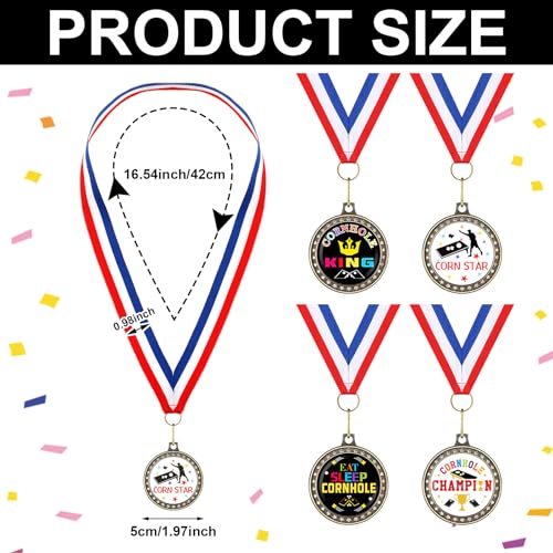 12 Pcs Cornhole Medals with Ribbon - Award Trophies for Competitions & Parties