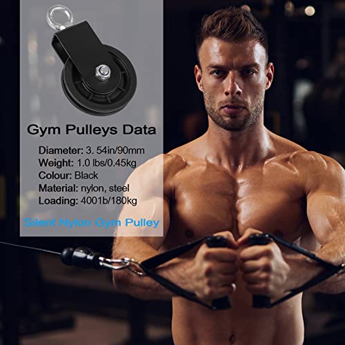 Spuspk 3.54in Cable Pulley with 360° Rotation & Detachable Strap for DIY Gym & Lifting