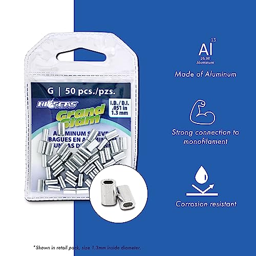 Aluminum Fishing Line Crimp Sleeves - 1.2mm ID, 50 Pack