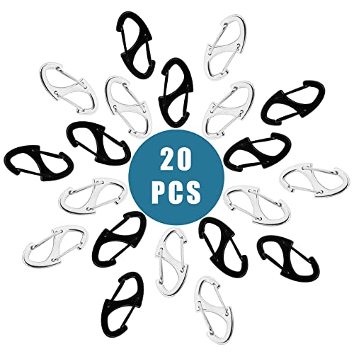 Dual Carabiner Clips - 20 Pack in Black and White