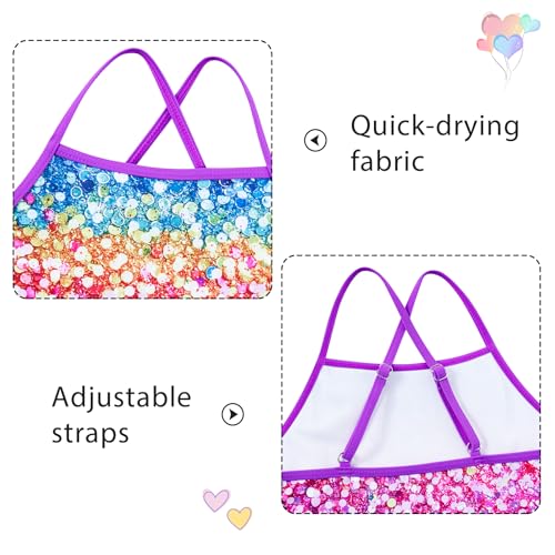 Girls Tankini Swimsuit - Hot Pink Sequin, Size 7-8 Years