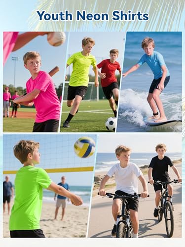 Neon Yellow Kids Rash Guard Swim Shirt UPF 50+ - 9-10 Years