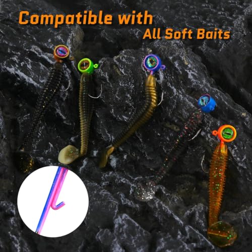 FishTrip Crappie Jig Heads 1/16oz 40pcs – V-shaped High-Carbon Steel Lure Hooks