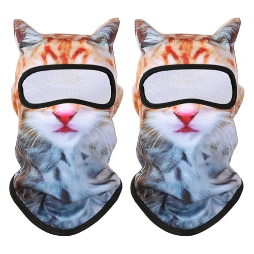 2-Pack Cat Ski Mask Balaclava with Ears - Windproof Winter Face Cover