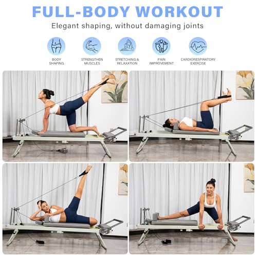 Foldable Pilates Reformer Machine with Jump Board & Dual Resistance