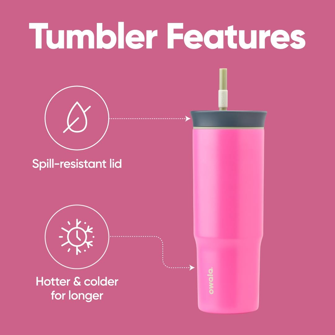Owala Stainless Steel Travel Tumbler - Triple Layer Insulation, Spill Resistant Lid & Straw, 24 oz | Watermelon Breeze