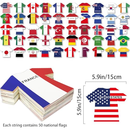 2026 World Cup Jersey Flag Bunting - 50 Pcs International Flags