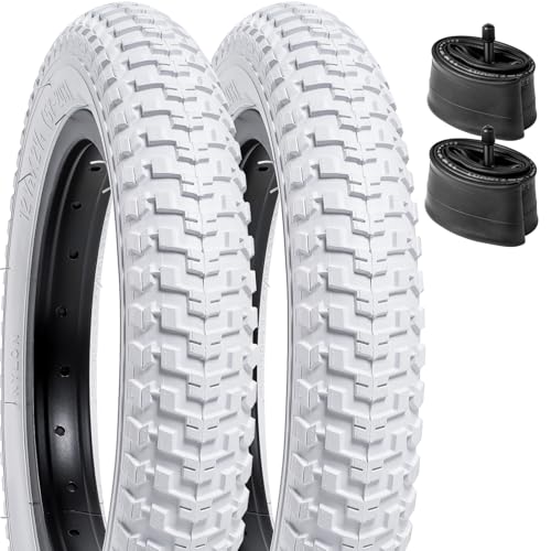 12 ½ x 2 ¼ Bike Tires & Tubes Set for Kids' Bicycles - White, Schrader Valve