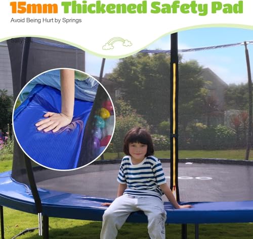 14FT Kids Trampoline with Enclosure, Ladder & Anti-Rust Frame