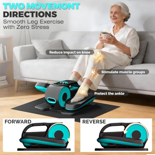 Under Desk Elliptical Exerciser - 12 Speed, Quiet & Portable - Lake Blue
