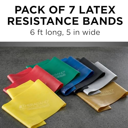 Professional Resistance Band Set - 7 Color 6 Ft Bands for Exercise
