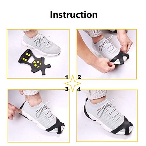 Ice Cleats for Shoes - Anti-Slip Traction Crampons with 10 Studs, Small Size