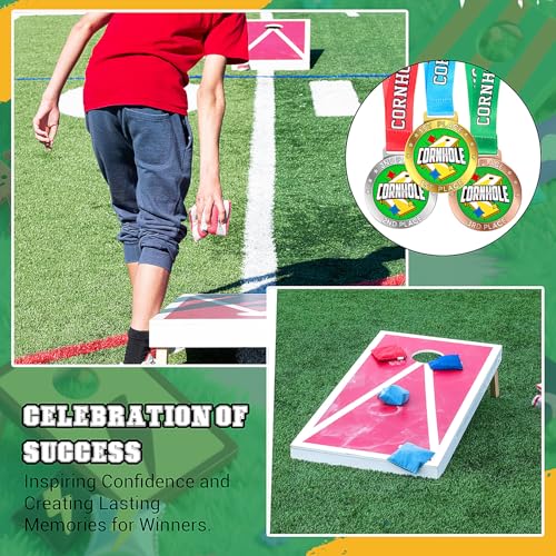 Cornhole Award Medals Set - Gold, Silver, Bronze with Ribbon