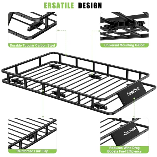 Heavy Duty Roof Basket Cargo Rack - 64" x 39" - Black