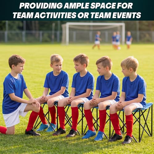 4-Seat Blue Folding Soccer Team Bench - Portable Sideline Chair