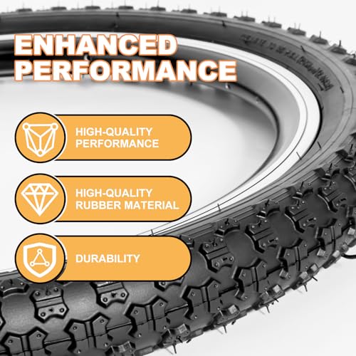 20x2.125 Inch Kids Bike Tires Set with Inner Tubes & Levers - Durable Puncture-Resistant BMX MTB Replacement