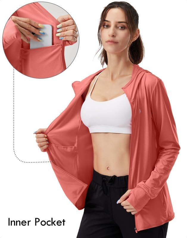 Soothfeel Women's Sun Protection Hoodie Jacket - Lightweight UPF 50+ Long Sleeve with Pocket for Outdoor Hiking