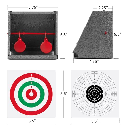 BB Gun Target Trap with Catch Box & 20 Paper Targets - Grey