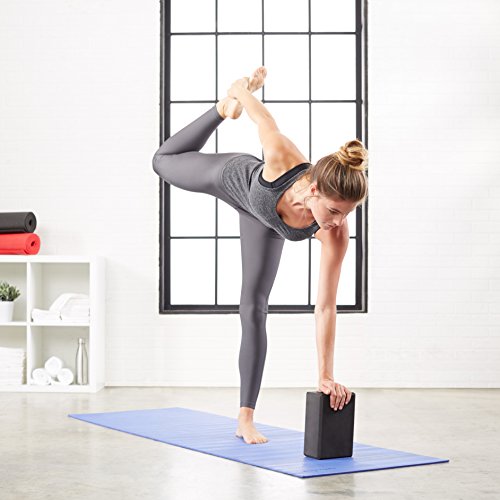 Non-Slip Yoga Blocks Set of 2 - 4" x 9" x 6" - Black
