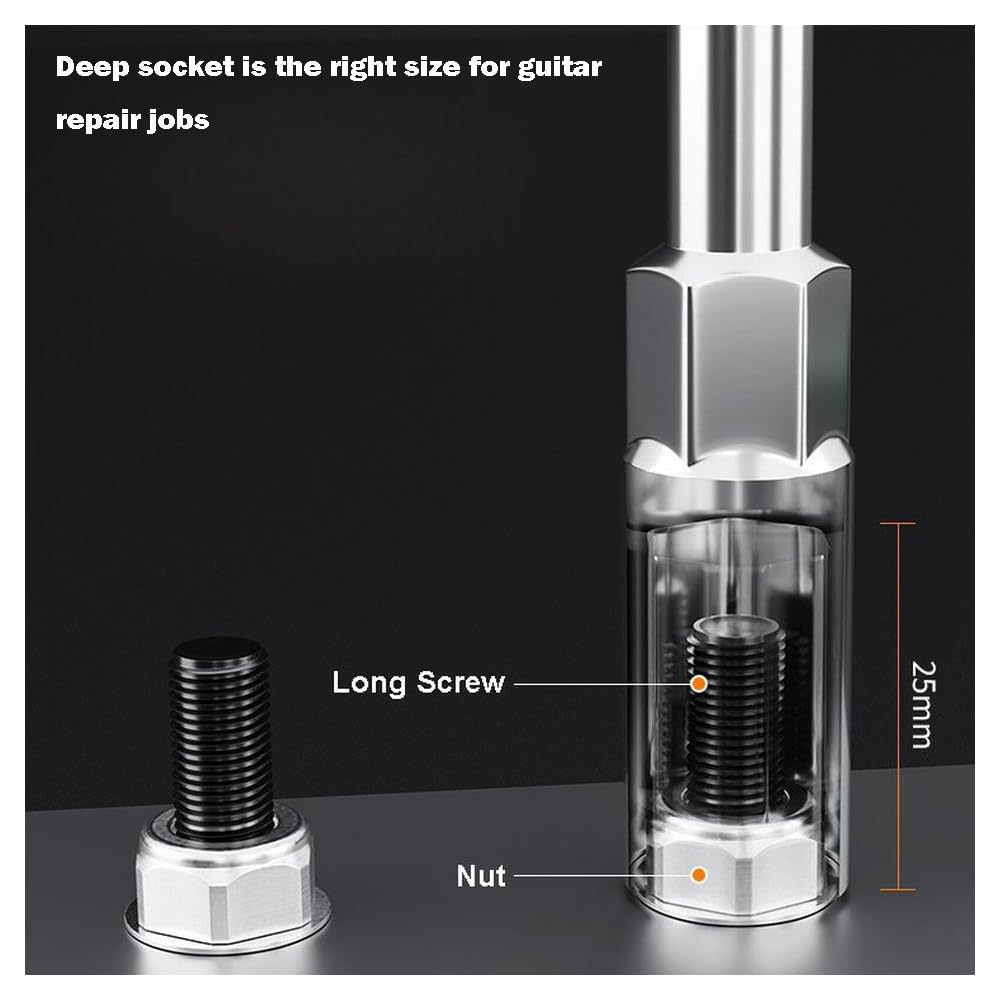 PANSHIYON 10mm Nut Driver,10mm Deep Socket Wrench Screwdriver for Modern Guitar Tuners Machine Heads Nut Installing, Removing, or Tightening (Total Length 260mm,10mm)