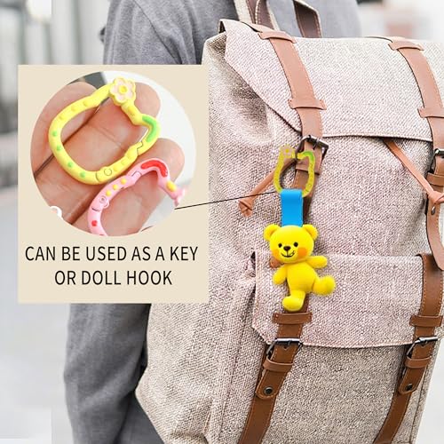 WTYONZEL 12 Pack Cute Cat-Shaped Aluminum Carabiner Keychains - Color 1