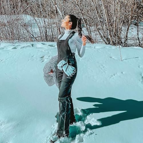 Women's Insulated Ski Bibs - Water Resistant Snow Pants - Medium/31" Inseam - Black